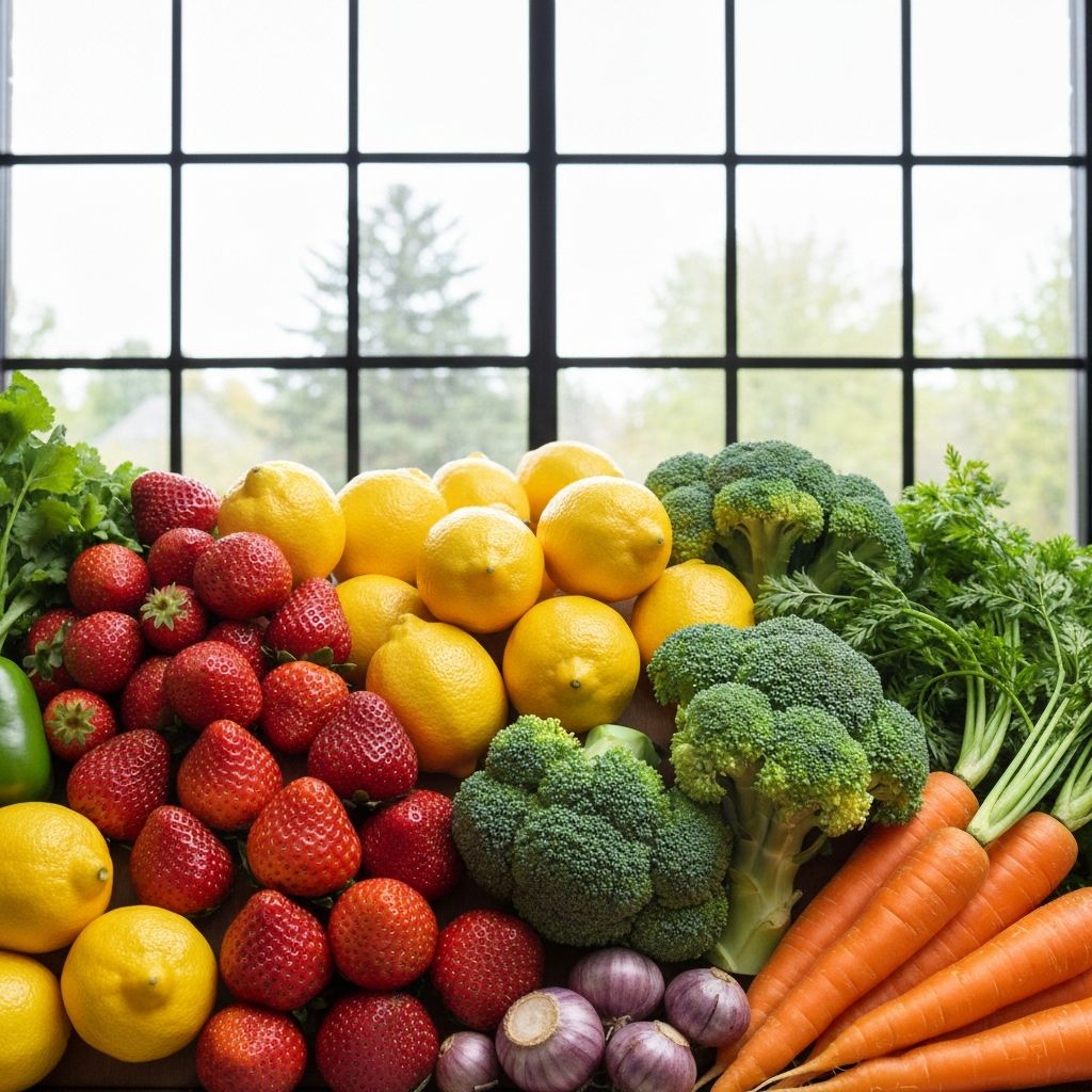 Rainbow of vegetables and fruits