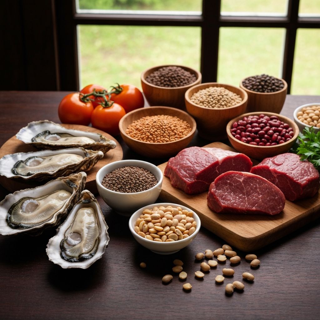 Zinc rich foods like oysters and legumes